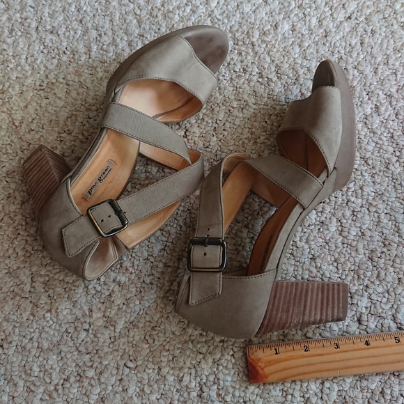 PAUL GREEN Taupe Leather Sandals Strappy Ankle Heels size 9.5 - Picture 4 of 14